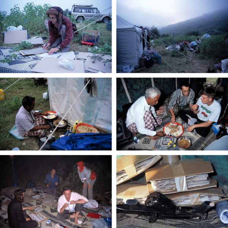 Eine Kollage aus Bildern vom Feldcamp in Hawf-Gebirge, Al-Mahra